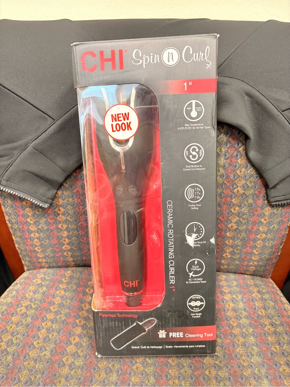 CHI Spin N Curl 1" Ceramic Rotating Curler - Black